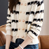Fashionable Color Block Striped Knit Cardigan - liwisi