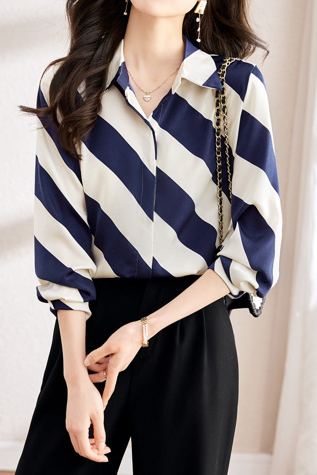Striped Collared Shirt - liwisi