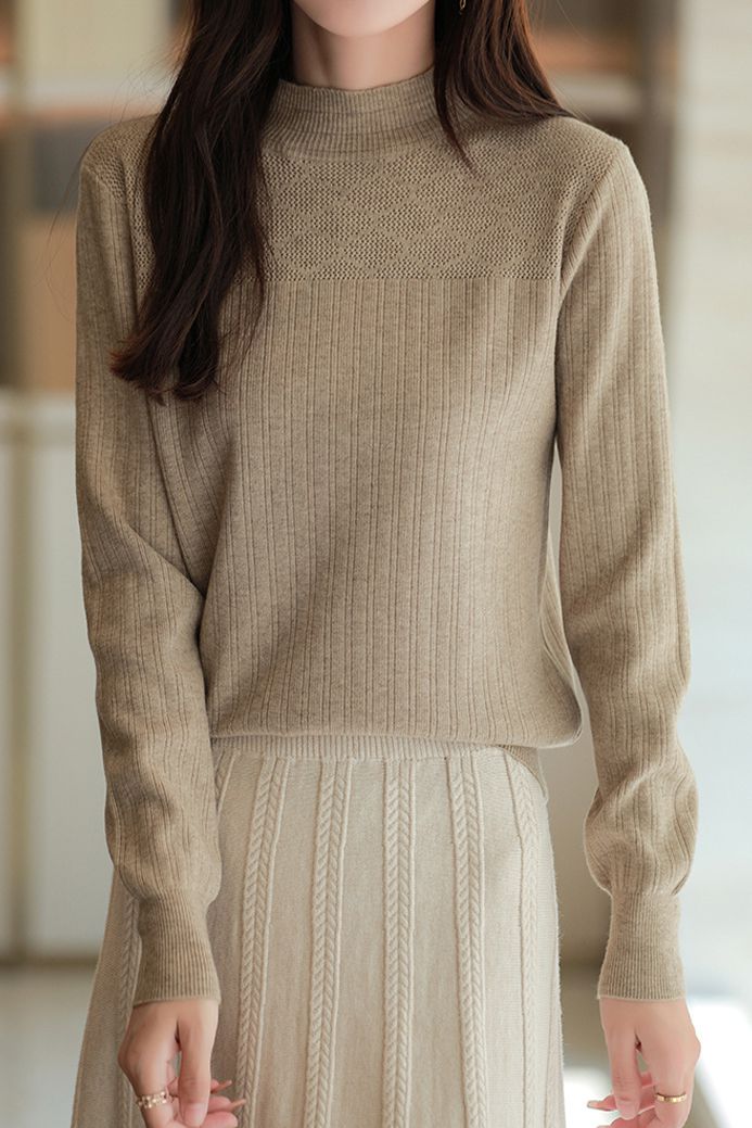 Half Turtleneck Jacquard Sweater Knit Base - liwisi