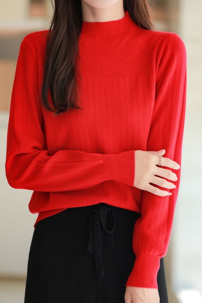 Half Turtleneck Jacquard Sweater Knit Base - liwisi
