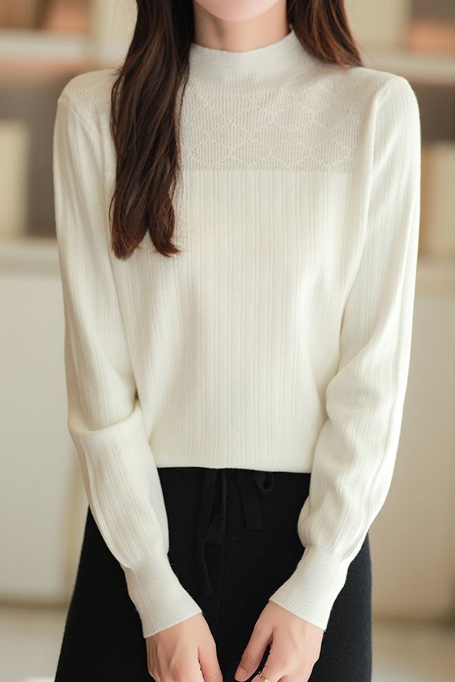 Half Turtleneck Jacquard Sweater Knit Base - liwisi