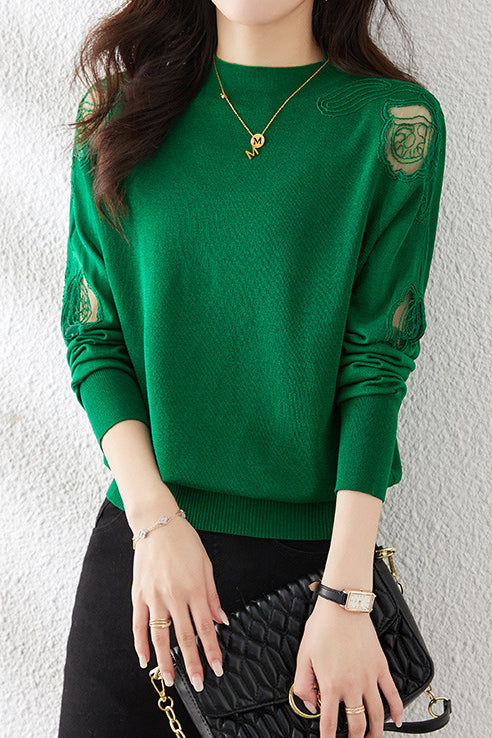 Half High Neck Ice Silk Knit Top - liwisi