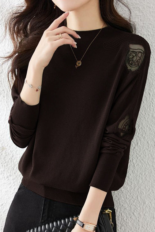 Half High Neck Ice Silk Knit Top - liwisi
