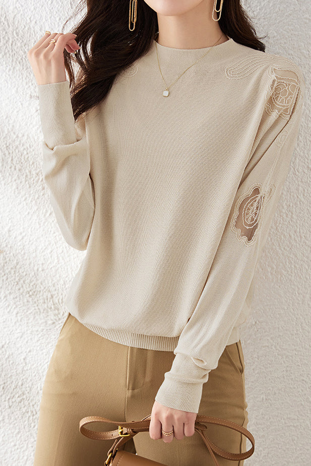 Half High Neck Ice Silk Knit Top - liwisi