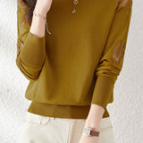 Half High Neck Ice Silk Knit Top - liwisi
