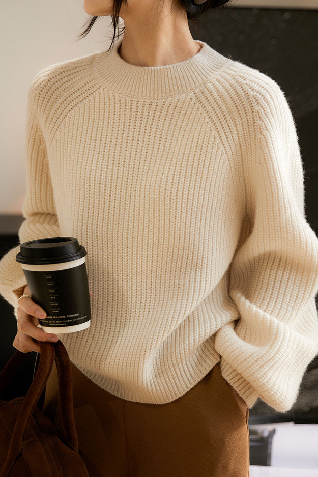 Fashionable Metallic Thread Crew Neck Sweater - liwisi