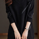 Fashion Beaded V-Neck Sweater - liwisi