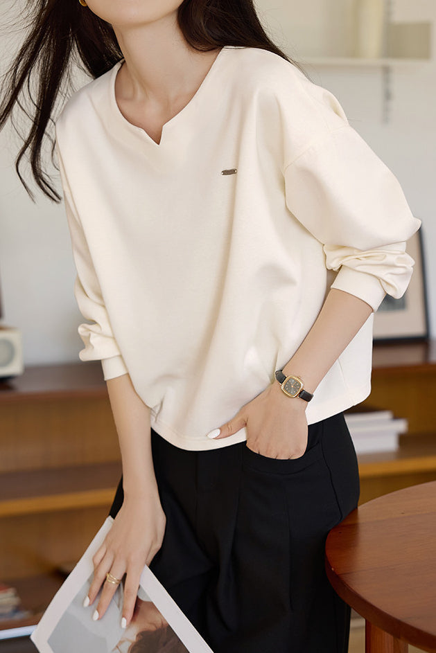 Minimalist Solid Color Sweatshirt - liwisi