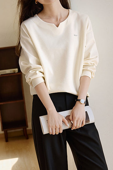 Minimalist Solid Color Sweatshirt - liwisi