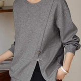 Slit Loose Fit Casual Hoodie - liwisi