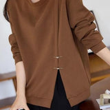 Slit Loose Fit Casual Hoodie - liwisi