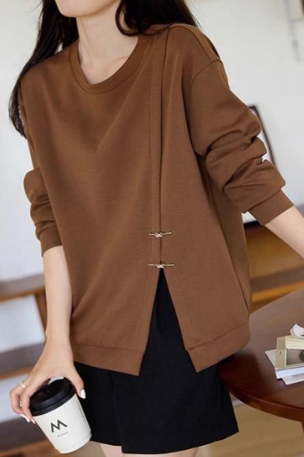 Slit Loose Fit Casual Hoodie - liwisi