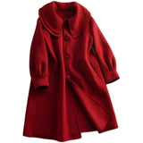 Peter Pan Collar Double-Layer Wool Coat - liwisi