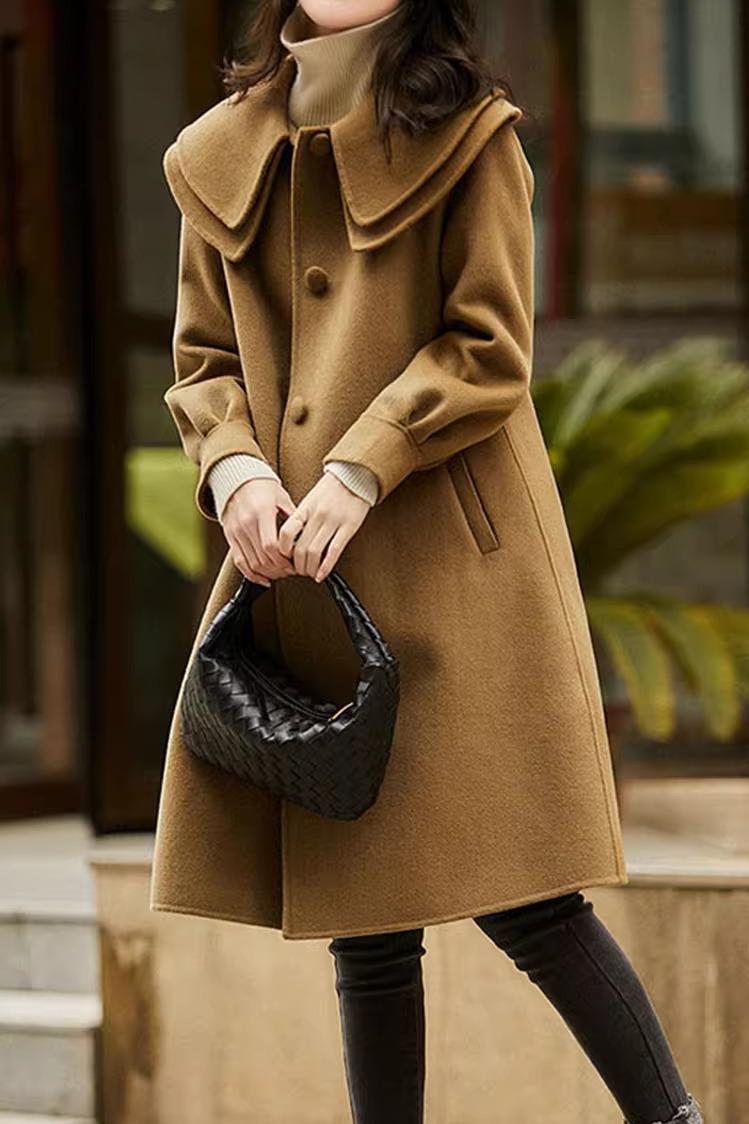 Peter Pan Collar Double-Layer Wool Coat - liwisi