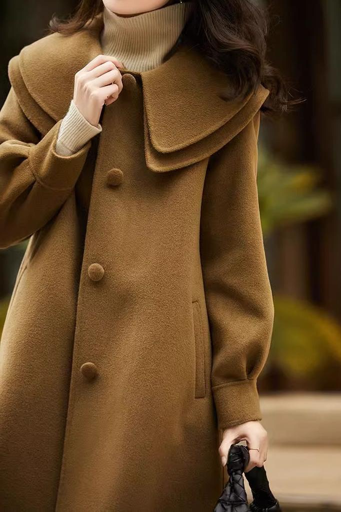 Peter Pan Collar Double-Layer Wool Coat - liwisi