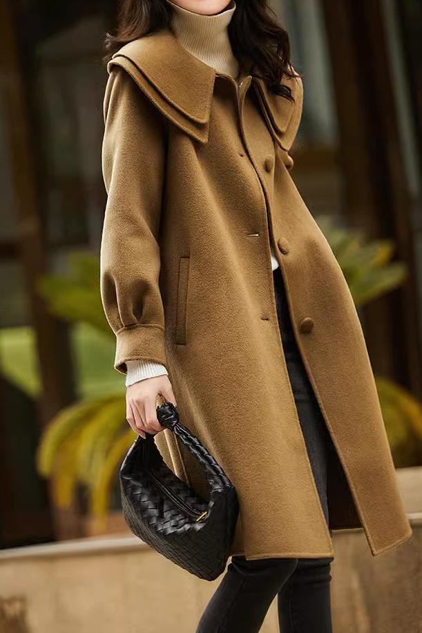 Peter Pan Collar Double-Layer Wool Coat - liwisi