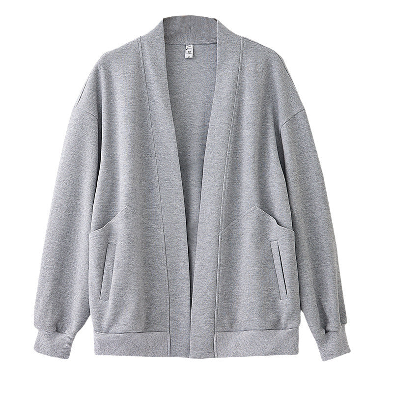 Boyfriend Style Loose V-Neck Cardigan Sweatshirt - liwisi