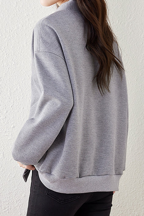 Boyfriend Style Loose V-Neck Cardigan Sweatshirt - liwisi