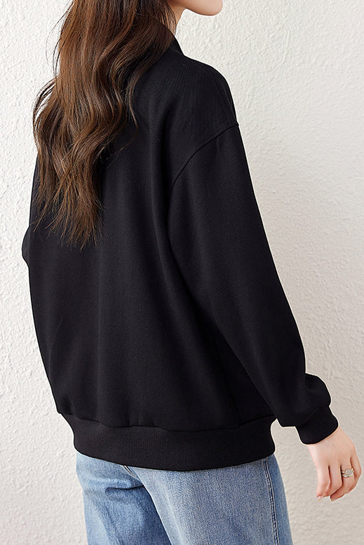 Boyfriend Style Loose V-Neck Cardigan Sweatshirt - liwisi