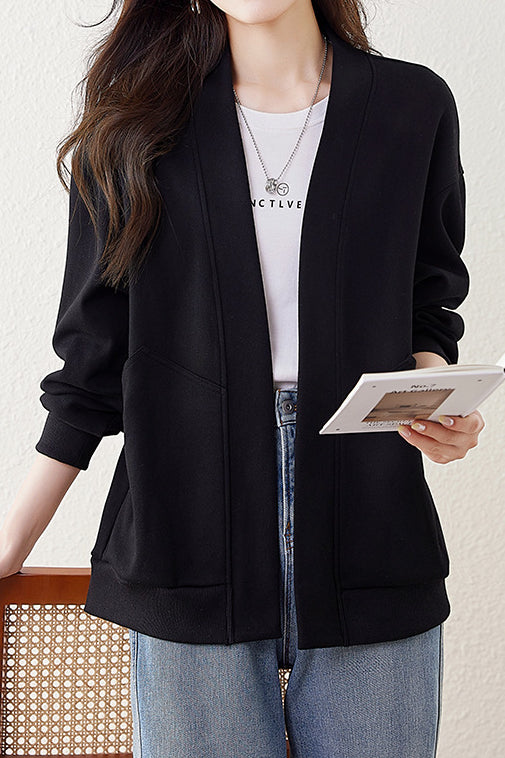 Boyfriend Style Loose V-Neck Cardigan Sweatshirt - liwisi