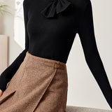 French Slim-Fit Bow Collar Sweater - liwisi