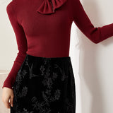 French Slim-Fit Bow Collar Sweater - liwisi