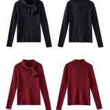 French Slim-Fit Bow Collar Sweater - liwisi