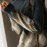 Diamond Pattern Round Neck Knit Sweater - liwisi
