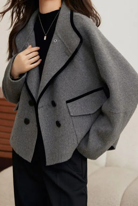 Casual Fashion Color Block Wool Coat - liwisi