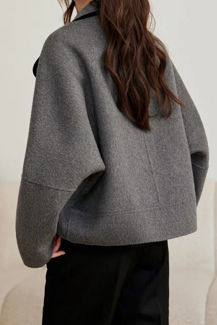 Casual Fashion Color Block Wool Coat - liwisi