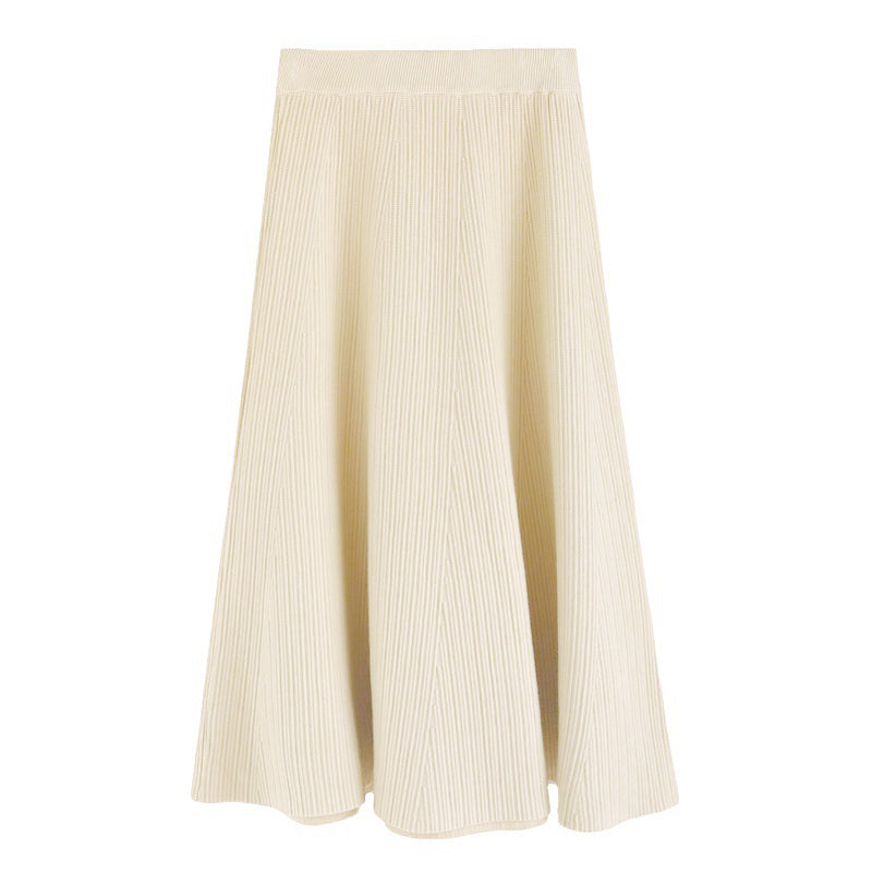 Long Flared Maxi Skirt Thickened Knit Skirt - liwisi