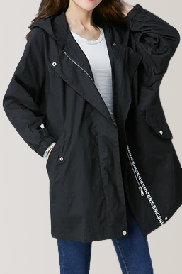 Loose Fit Hooded Zip Front Trench Coat - liwisi