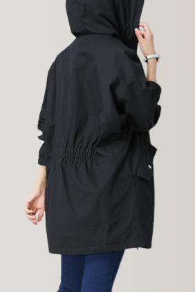 Loose Fit Hooded Zip Front Trench Coat - liwisi