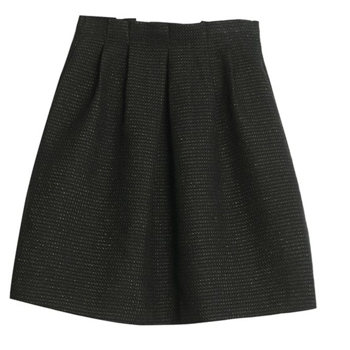 French Vintage High-Waisted Slimming Black Midi Skirt - liwisi