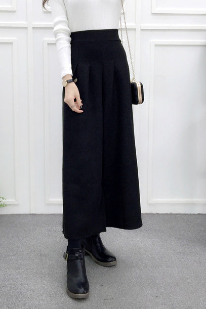 High-Waisted Casual Wool Wide-Leg Trousers - liwisi