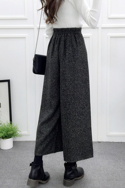 High-Waisted Casual Wool Wide-Leg Trousers - liwisi
