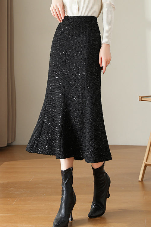 Elegant Fitted Sequin Mermaid Dress in Chic Style - liwisi