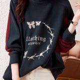 French Chic Semi-Turtleneck Fleece Sweatshirt - liwisi