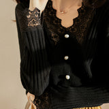 Elegant Lace Panel Knit Top - liwisi