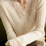 Elegant Lace Panel Knit Top - liwisi