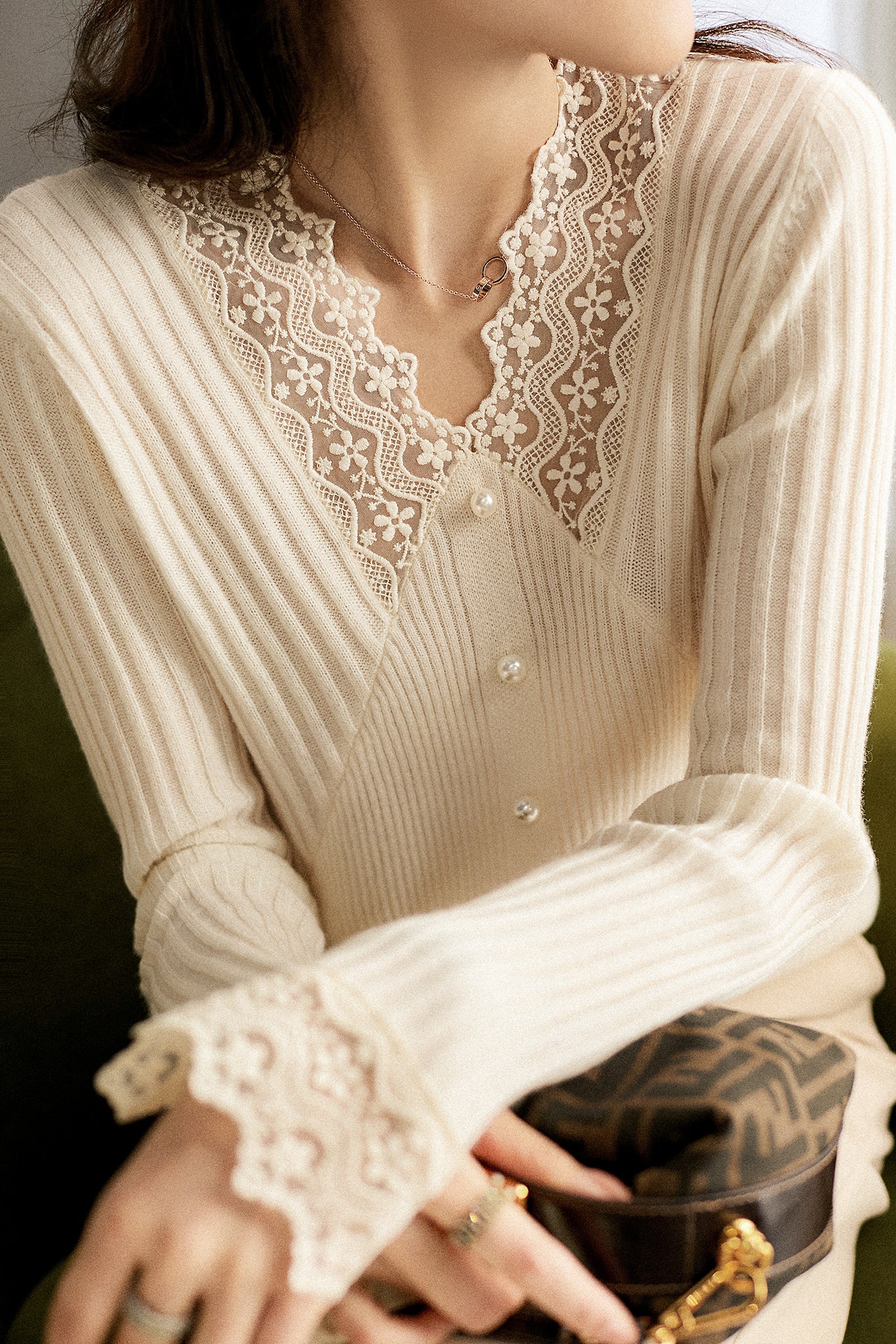 Elegant Lace Panel Knit Top - liwisi
