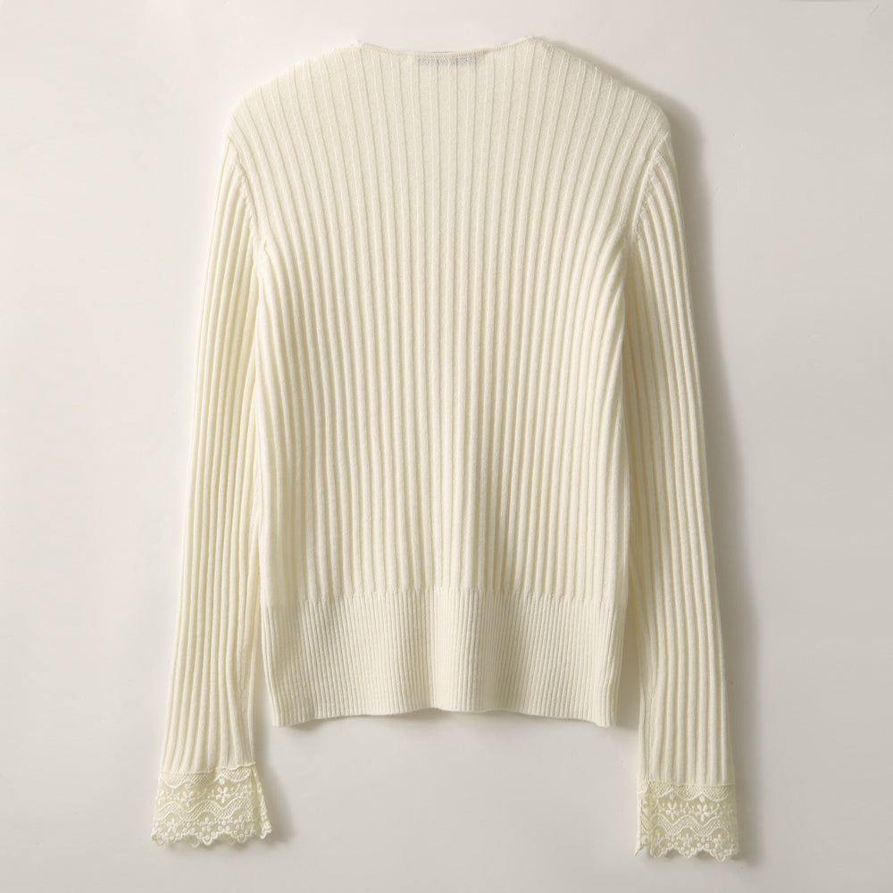 Elegant Lace Panel Knit Top - liwisi
