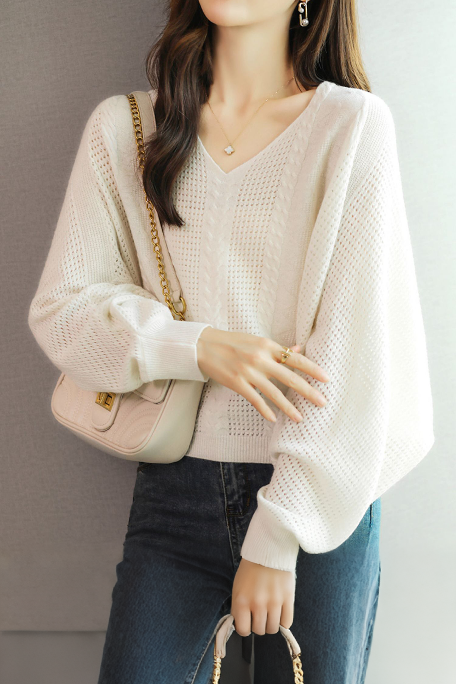 Low Neck Loose Knit Sweater - liwisi