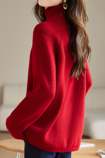 Oversized Turtleneck Cozy Sweater - liwisi