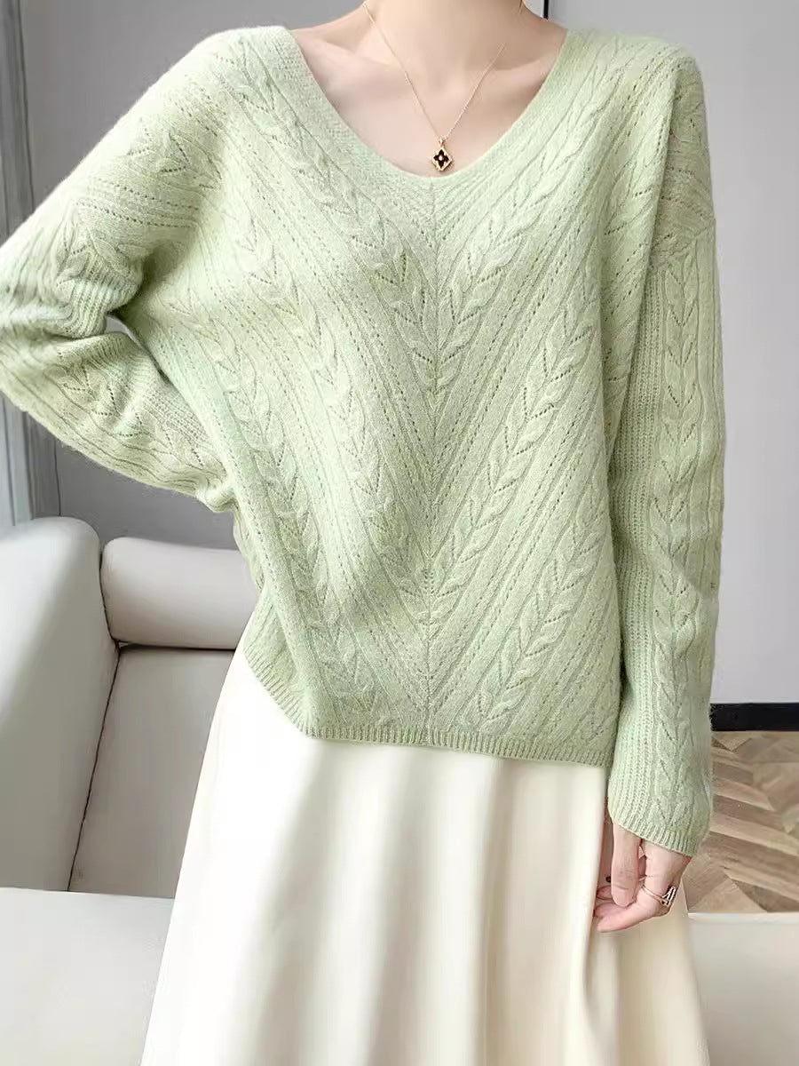 Lightweight Long Sleeve Hollow-Out Pullover Knit Top - liwisi
