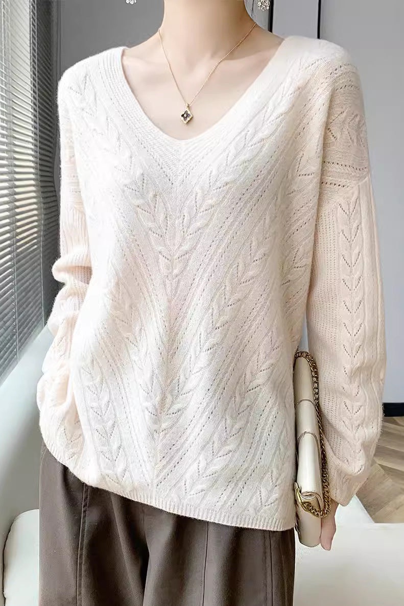 Lightweight Long Sleeve Hollow-Out Pullover Knit Top - liwisi