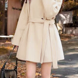 Stand Collar Tie Belt Coat - liwisi