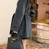 Stand Collar Tie Belt Coat - liwisi