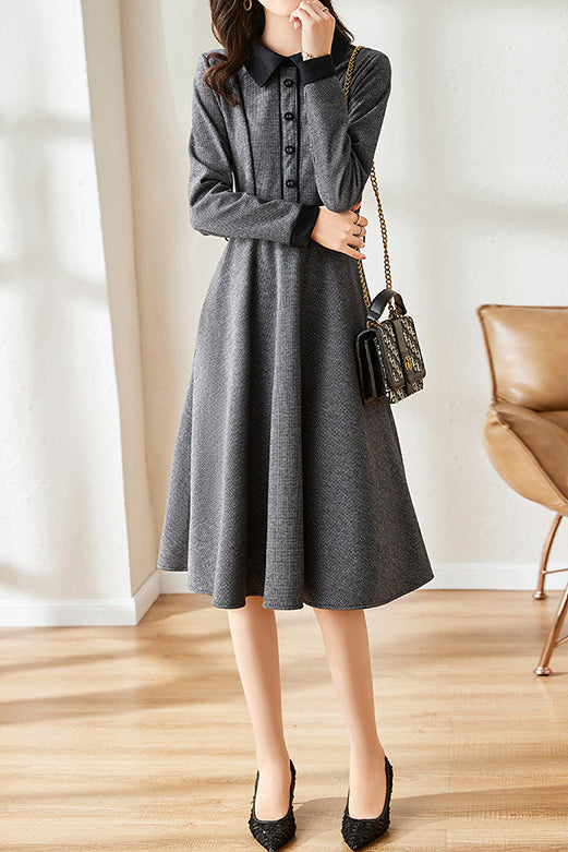 Retro Color Block Midi Dress - liwisi