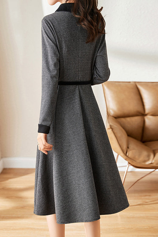 Retro Color Block Midi Dress - liwisi